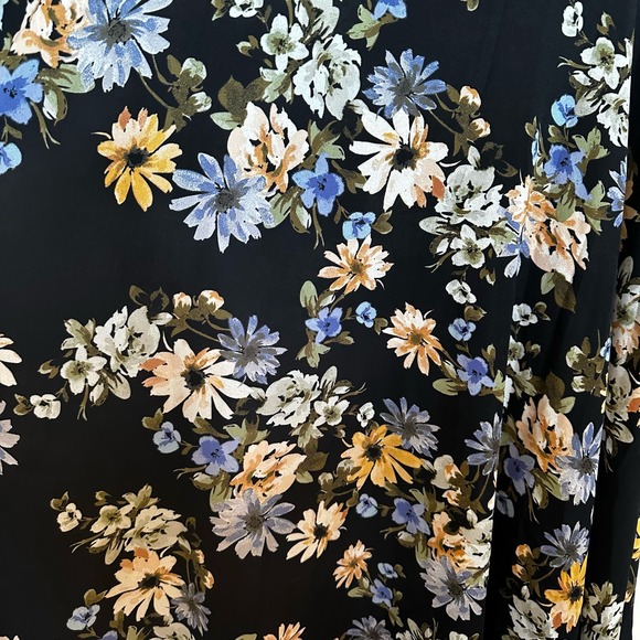 Nanette Lepore Women’s Navy Floral Spring Fit Flare Short Sleeve Midi Dress - Picture 6 of 8